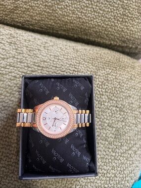 Bulova Ladies Two-Tone Rose Gold and Silver Crystal Accent Watch